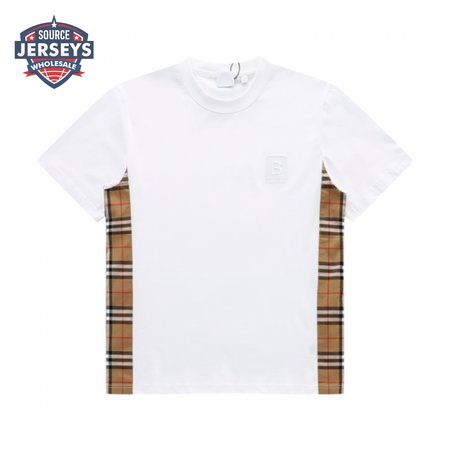 Vintage Check Sleeve Cotton T-shirt
