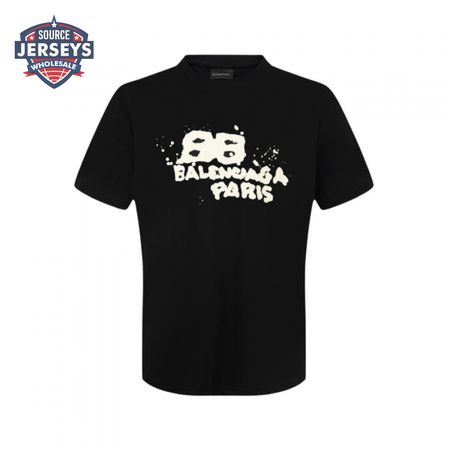 Balenciaga Men's Hand Drawn BB Icon Medium Fit Vintage T-Shirt Black/Beige