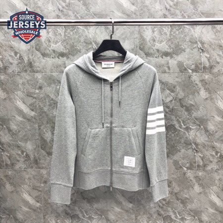 Thom Browne Logo-Patch Zip-Up Hoodie