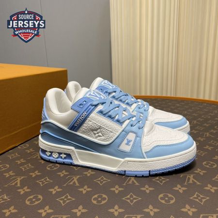 trainer low white blue