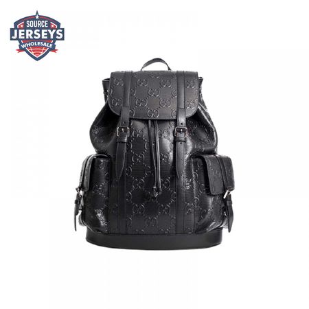 Gg Embossed Backpack In Black Leather GBP014