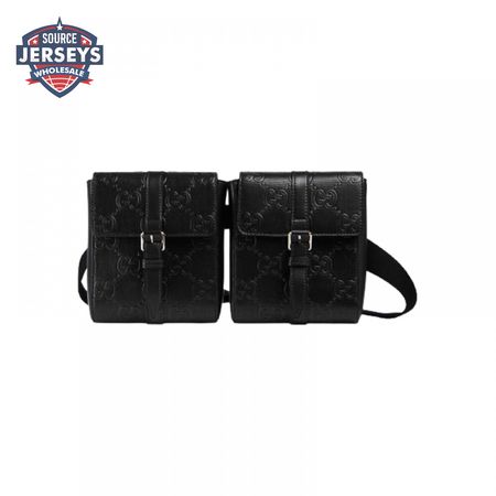Gg Embossed Belt Bag Black Gg Embossed Leather Cotton Linen Lining GBB021
