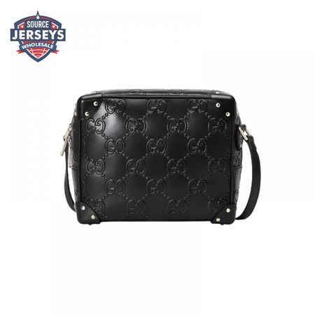 Gg Embossed Shoulder Bag In Black Leather GMB011