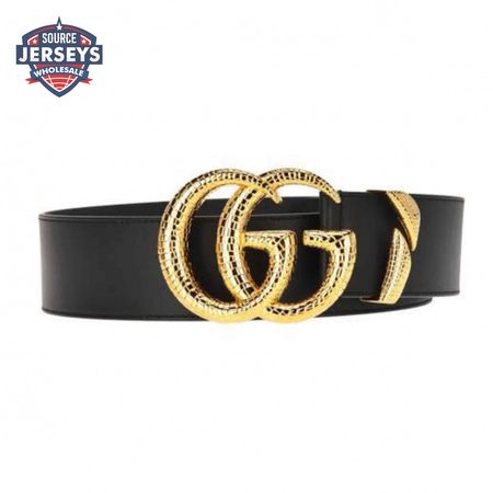 GUCCI LEATHER BELT WITH DOUBLE G BUCKLE - B11
