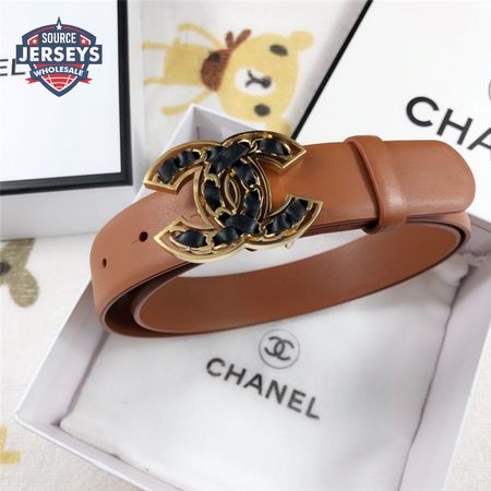 Chanel Leather Belt Buckle 30mm brown