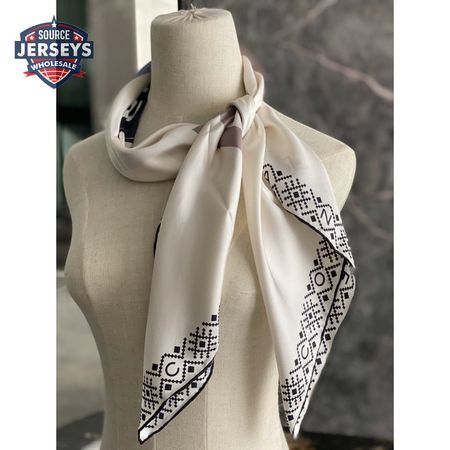chanel silk scarf white