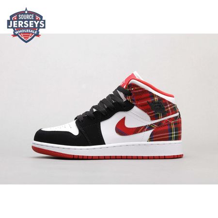 Air Jordan 1 Mid White Plaid Women's