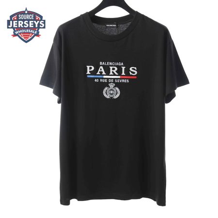 BALENCIAGA CROWN EMBROIDERED BLACK T SHIRT