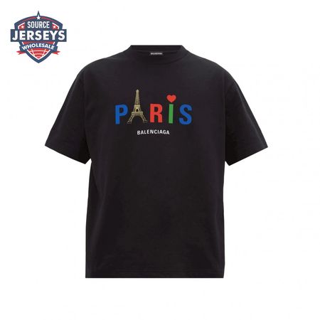 BALENCIAGA MEN'S BLACK MODE LOGO TEE - BB42