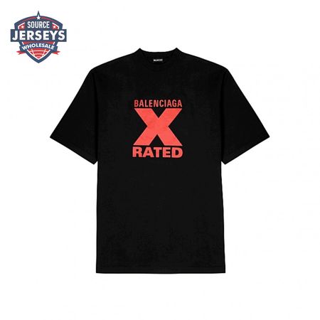 BALENCIAGA X-RATED BLACK COTTON-JERSEY T-SHIRT - BB39