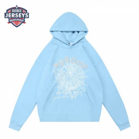Sp5der Hoodies Light Blue