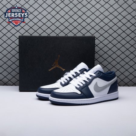 Jordan 1 Low Wolf Grey Midnight Navy 553558-141 Unisex