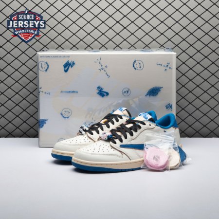 Jordan 1 Retro Low OG SP Fragment x Travis Scott Sail Military Blue DM7866-104 Unisex