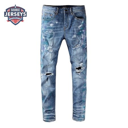 Amiri Blue Splatter Jeans Blue