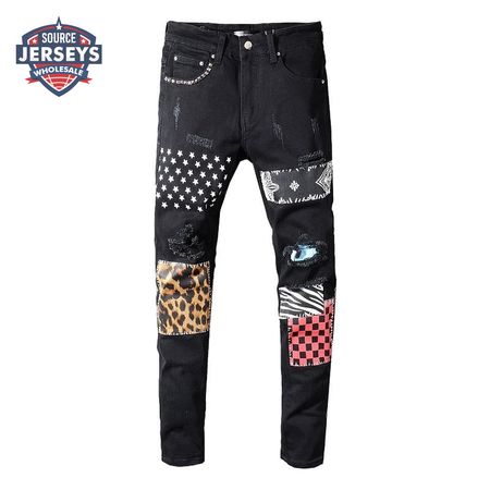 Amiri Camo Patch Jeans Black