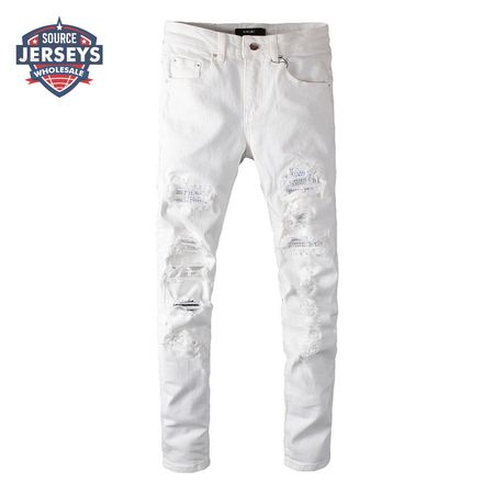 Amiri Rhinestone Jeans White