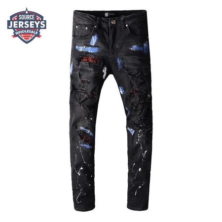 Amiri Rhinestone Splatter Jeans Black/Blue/Red