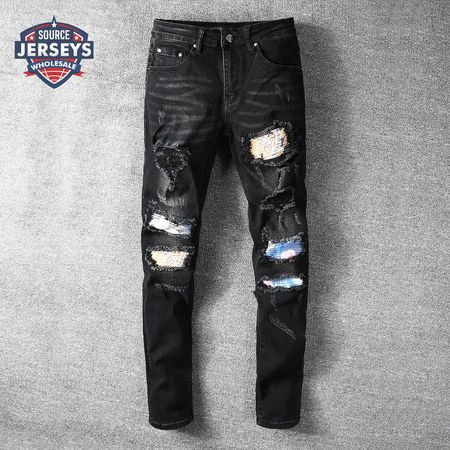Amiri Rip Jeans Black / Blue / Orange