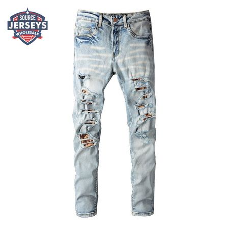 Amiri Ripped Design Jeans Light Blue