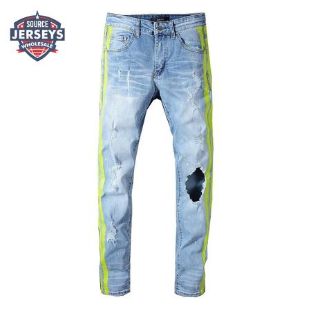 Amiri Stripes Rip Jeans Light Blue/Neon