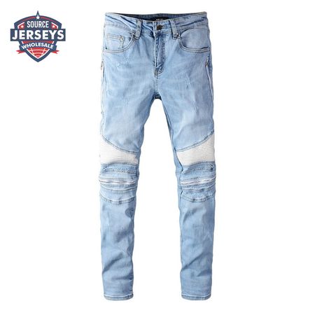 Amiri Zipper Jeans Light Blue / White
