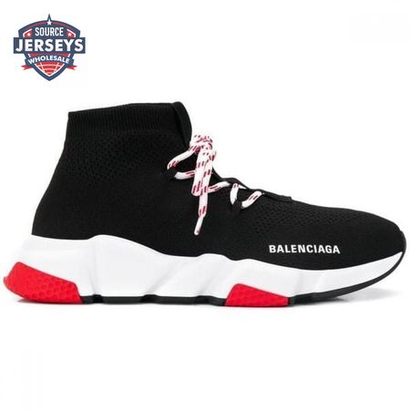 BALENCIAGA SPEED TRAINER LACE UP BLACK RED - BB15