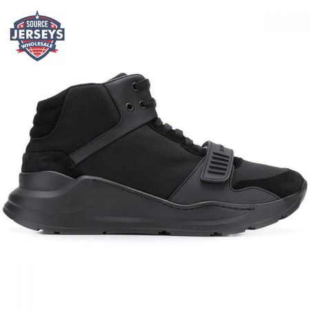 BURBERRY SUEDE AND NEOPRENE HIGH-TOP SNEAKERS - BBR19