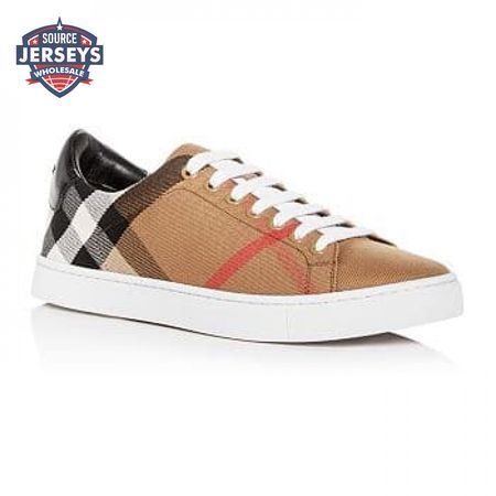 BURBERRY ALBERT HOUSE CHECK & LEATHER LOW-TOP SNEAKER - BBR3