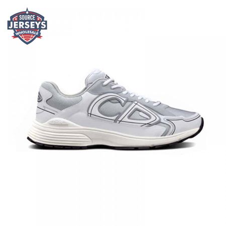 DIOR B30 SNEAKERS GRAY MESH AND WHITE TECHNICAL FABRIC - CD85