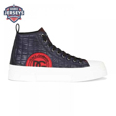 DOLCE AND GABBANA QUILTED TWO-TONE NYLON PORTOFINO LIGHT MID-TOP SNEAKERS - DG105