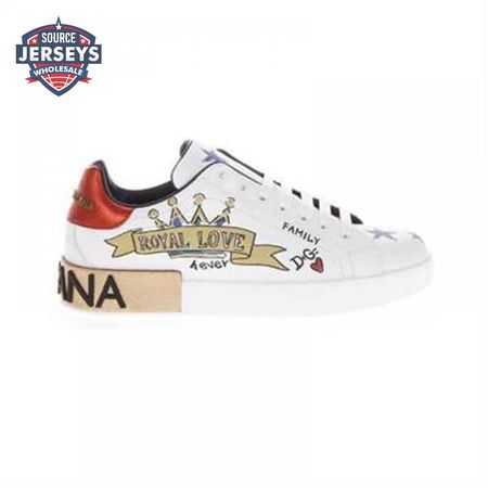 DOLCE AND GABBANA LEATHER ROYAL LOVE PRINT SNEAKERS IN WHITE - DG103
