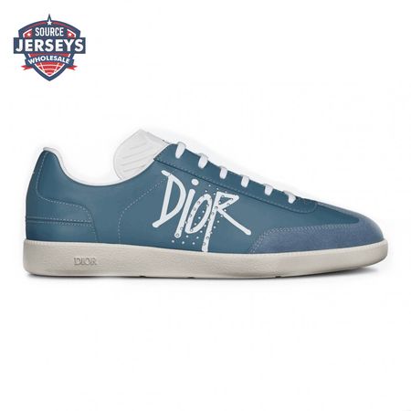 DIOR B01 SNEAKER BLUE SMOOTH CALFSKIN AND SUEDE WITH DIOR AND SHAWN SIGNATURE - CD57