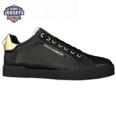 DOLCE & GABBANA SNEAKERS PORTFINO IN WHITE LEATHER WITH PERLA LOGATA - DG21