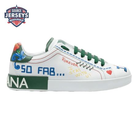 DOLCE & GABBANA PRINTED CALFSKIN PORTOFINO SNEAKERS - DG32