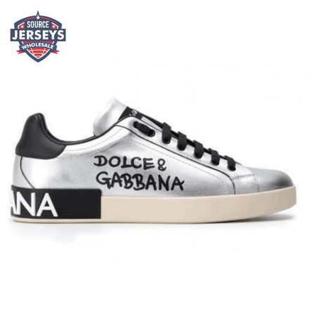 DOLCE AND GABBANA LOGO PRINT POSITANO LEATHER SNEAKERS - DG94
