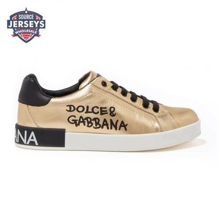 DOLCE AND GABBANA LOGO PRINT POSITANO LEATHER SNEAKERS - DG95