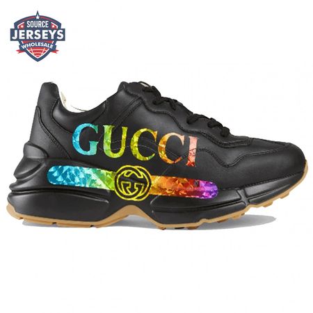 GUCCI RHYTON LEATHER SNEAKER WITH GUCCI LOGO