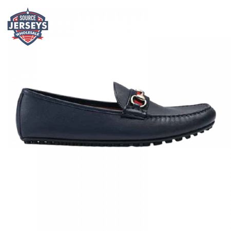 GUCCI LEATHER DRIVER WITH WEB NAVY - LDG006