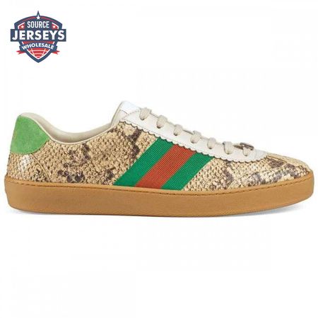 GUCCI MEN'S NATURAL G74 PYTHON TRAINER WITH WEB - GC35